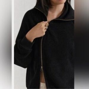 Free People Luna Sweatshirt Asymmetrical Jacket Zip Up Black Small New With Tags